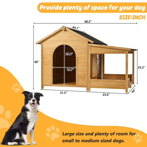 Large Wooden Dog House With Porch, Asphalt Roof and Elevated Floor by VetsPetStore