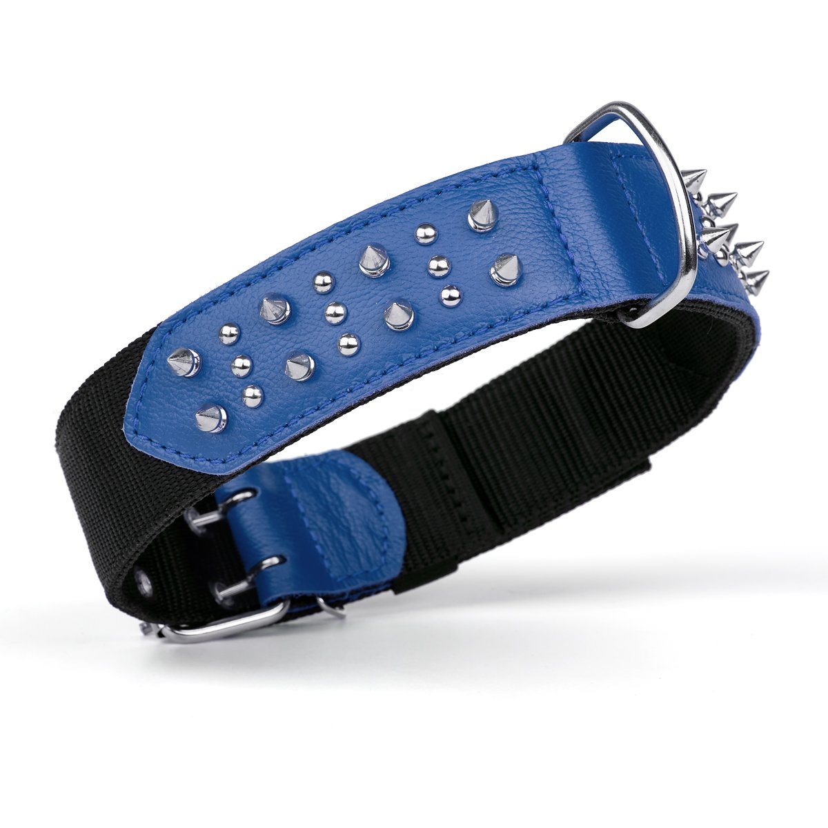 Leather + Nylon Spiked Dog Collar by Dogline
