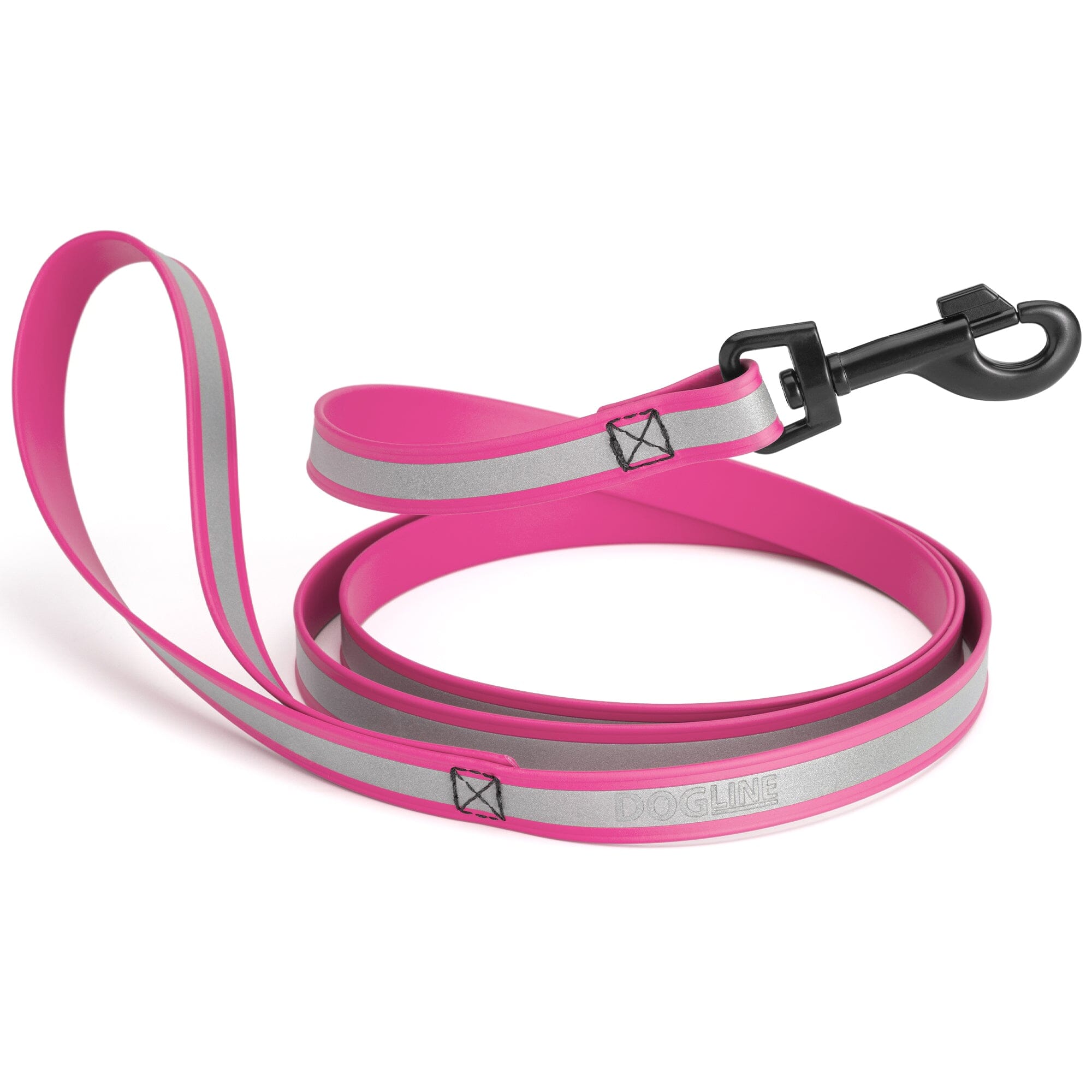 Reflective Biothane Dog Leash with Black Hardware by Dogline