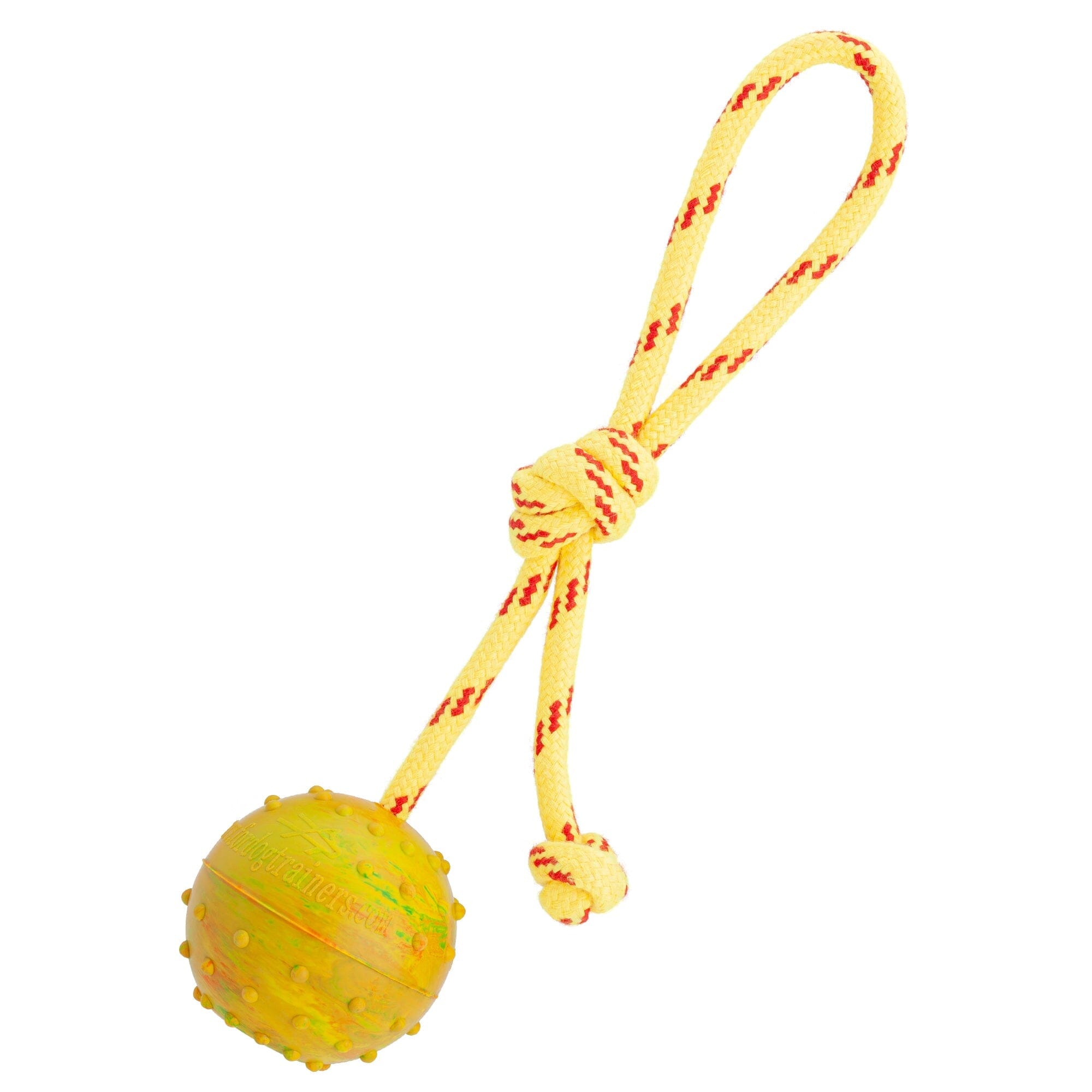 FDT Rubber Dog Ball on Rope, Medium - Diameter 2.3" (6 cm) by Dogline