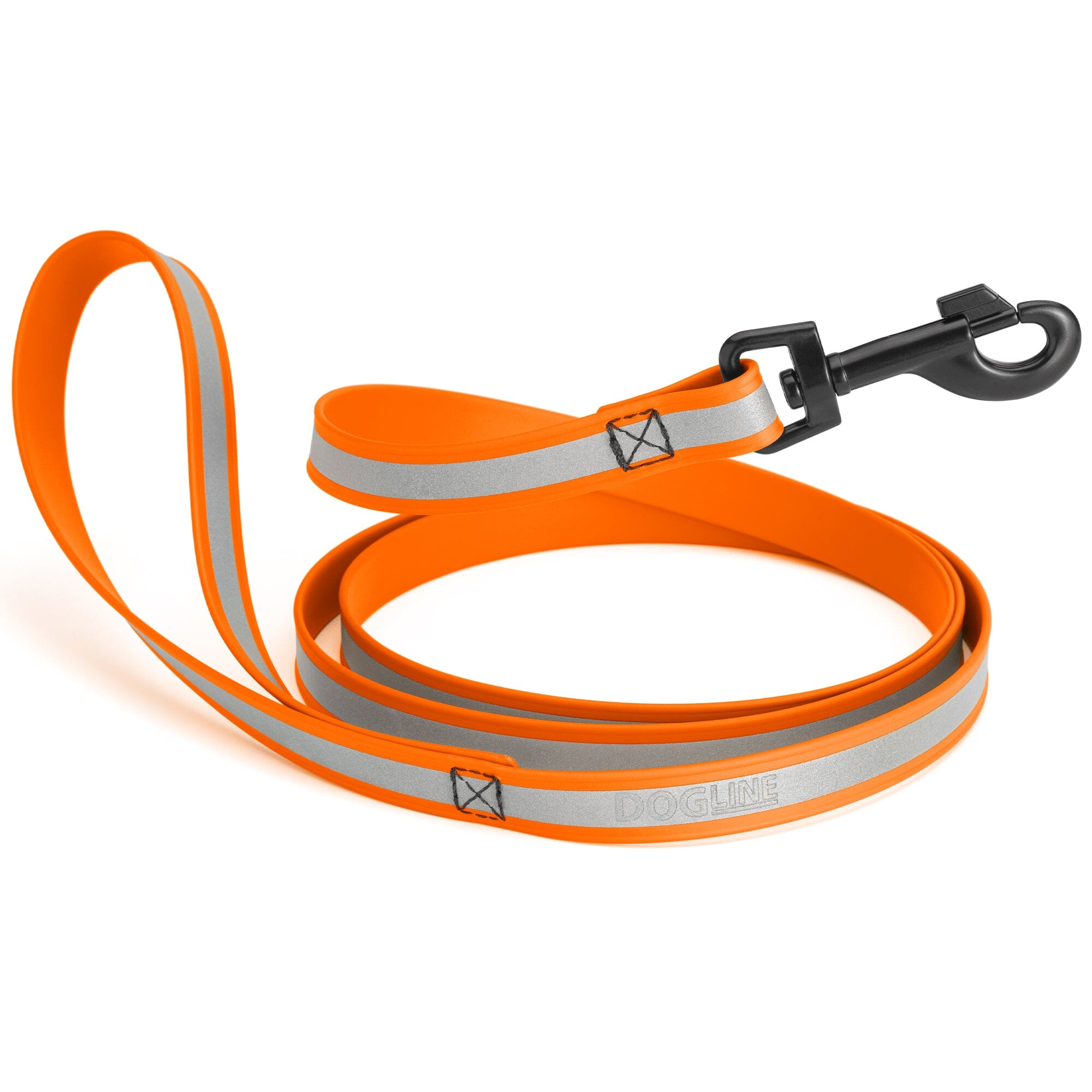 Reflective Biothane Dog Leash with Black Hardware by Dogline