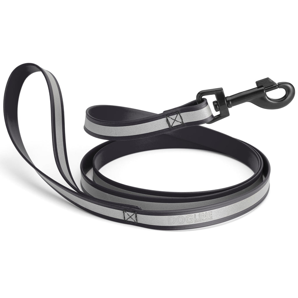 Reflective Biothane Dog Leash with Black Hardware by Dogline