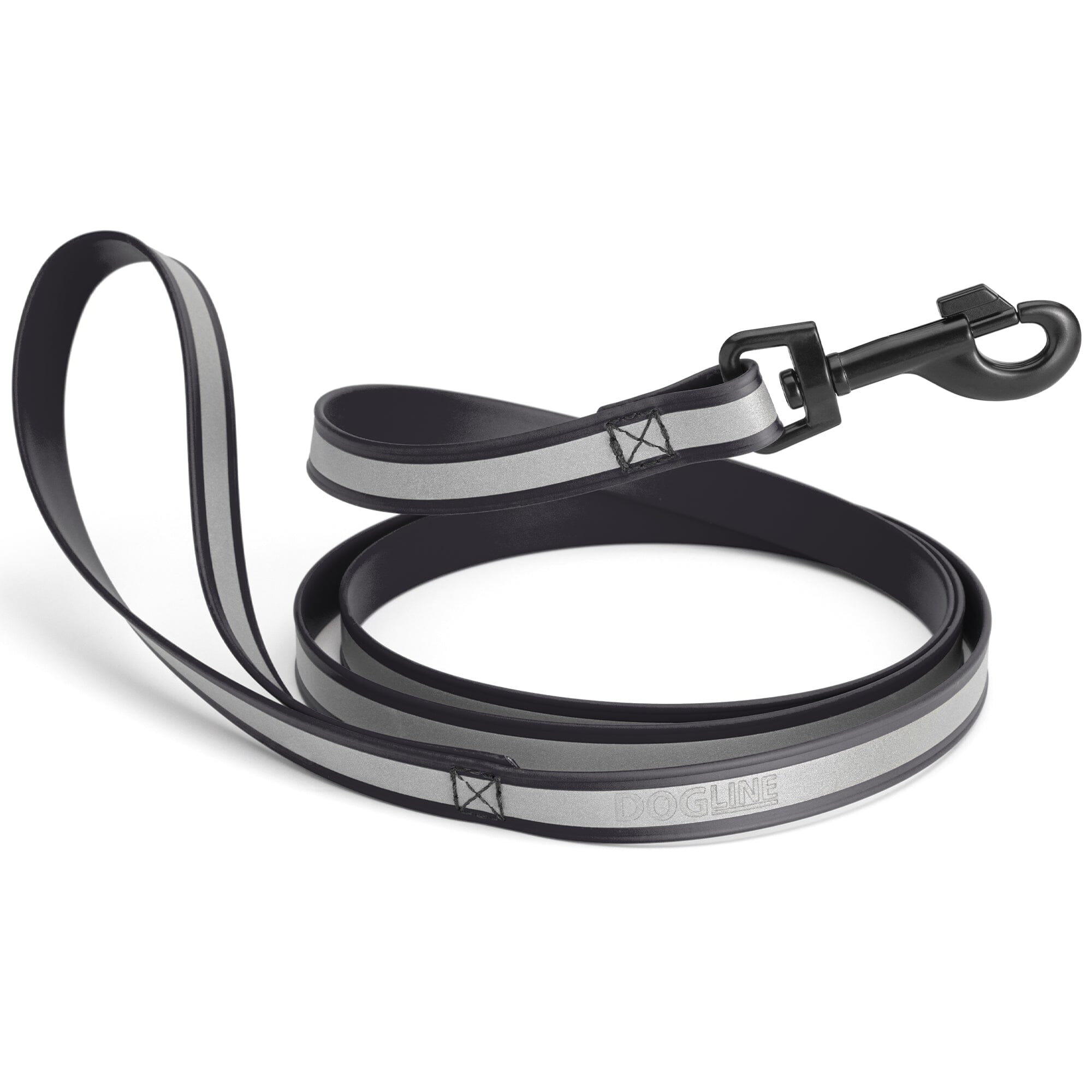 Reflective Biothane Dog Leash with Black Hardware by Dogline