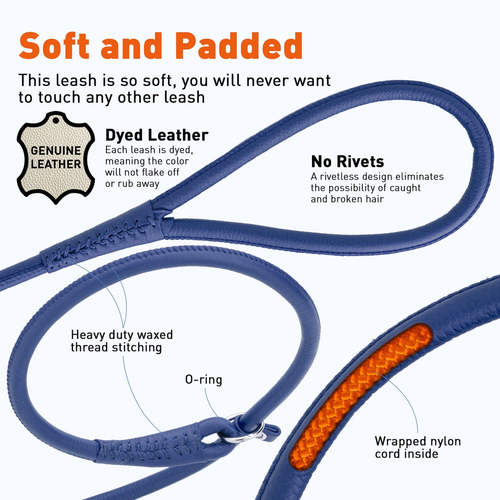 Soft Leather Round Slip Lead for Dogs by Dogline