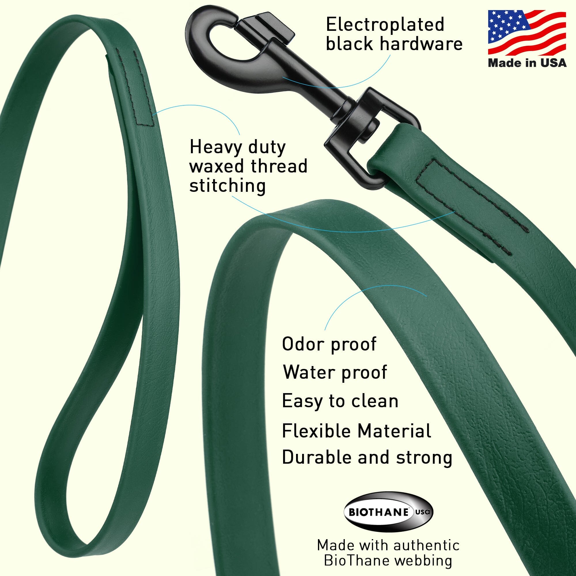 Biothane Waterproof Dog Leash, 4 ft by Dogline