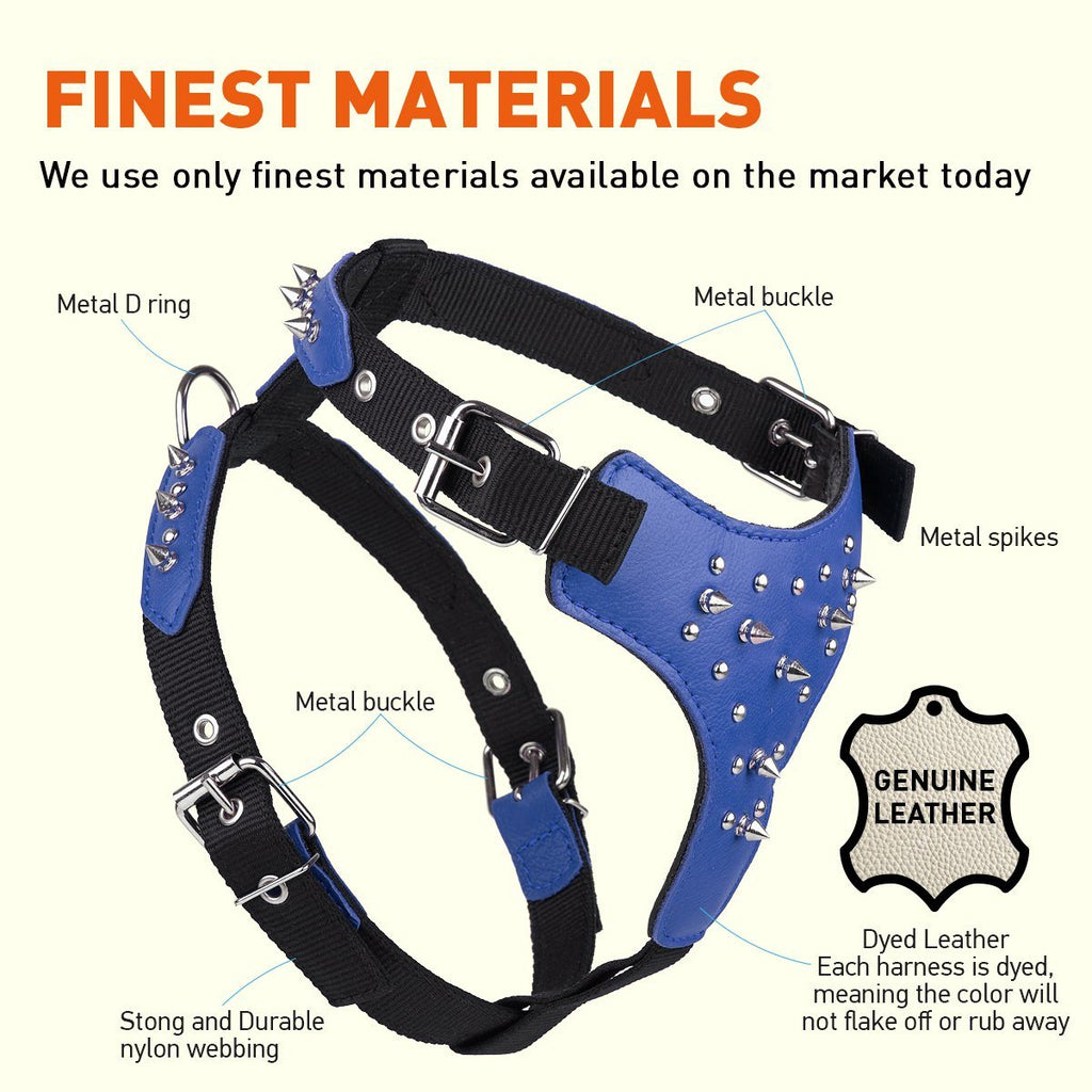 Leather + Nylon Spiked Dog Harness by Dogline