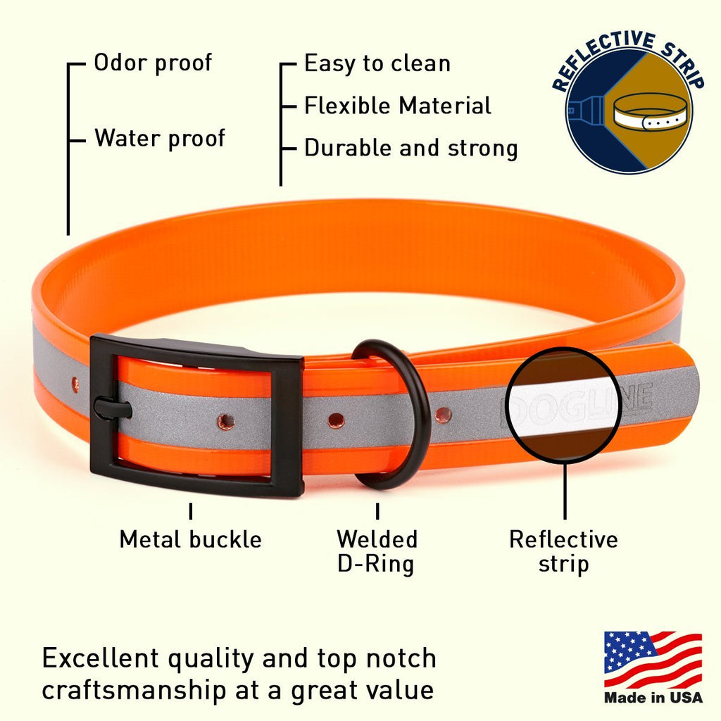 Biothane Translucent Reflective Dog Collar by Dogline