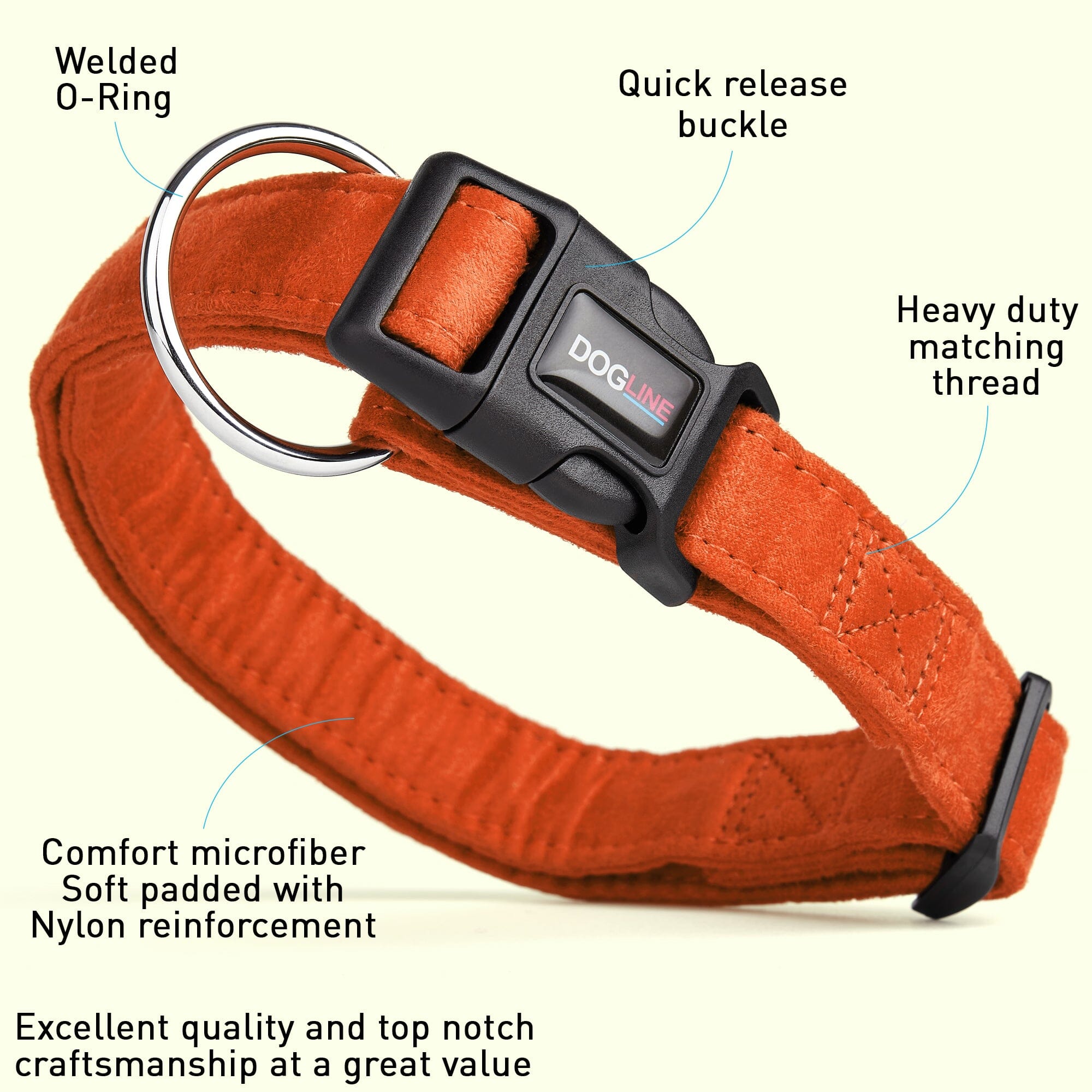 Comfort Microfiber Flat Dog Collar by Dogline