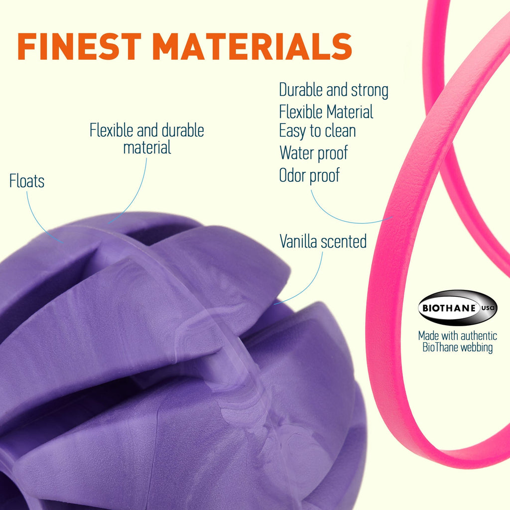 Rubber Spiral Ball with Biothane Handle by Dogline