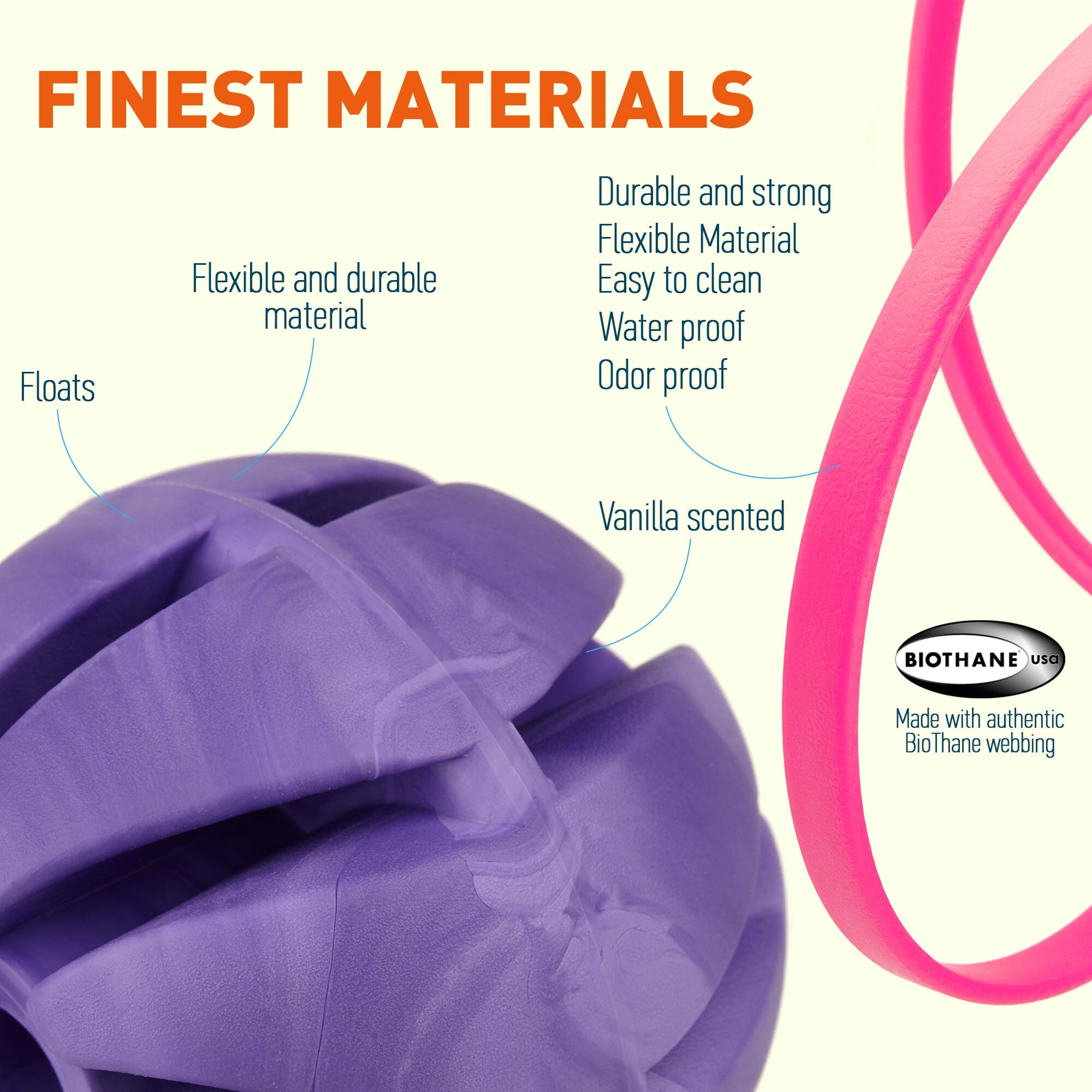 Rubber Spiral Ball with Biothane Handle by Dogline