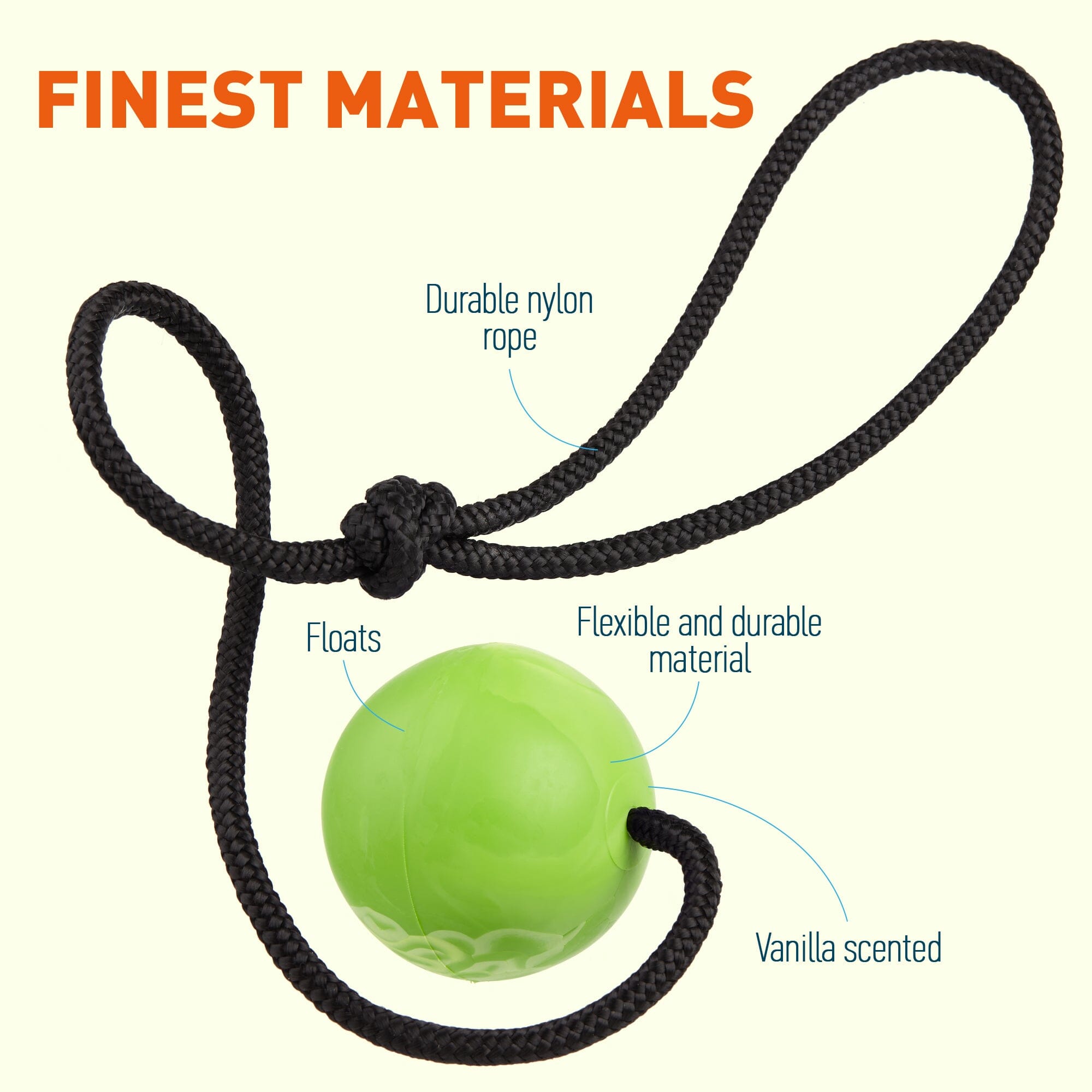 Rubber Euro Ball with Rope by Dogline