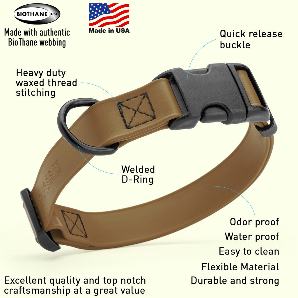 Dogline Biothane Waterproof Dog Collar with Quick Release Buckle by Dogline