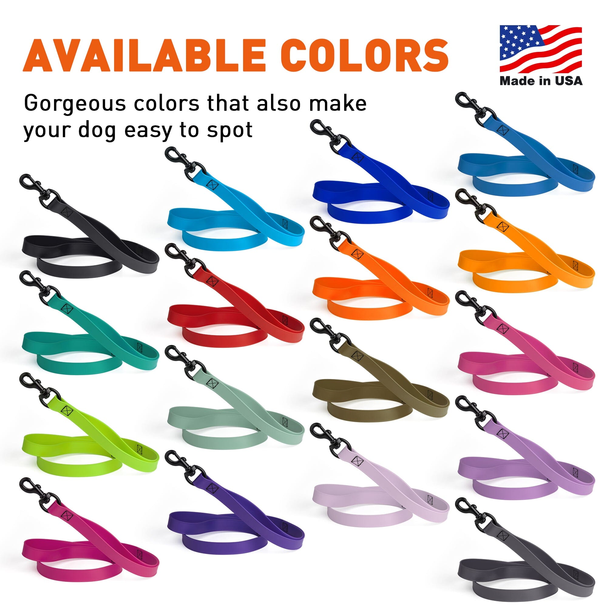 Biothane Waterproof Multi-Handle Dog Leash by Dogline