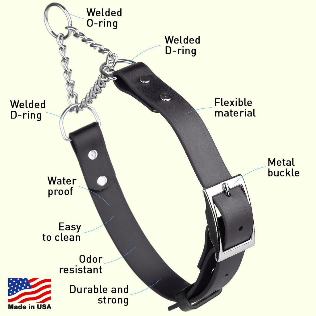 Biothane Adjustable Martingale Collar with Metal Buckle by Dogline