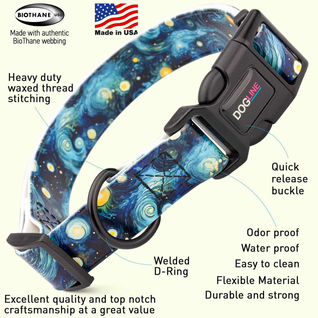 Dogline Biothane Full Color Design Printed Dog Collar with Quick Release Buckle by Dogline