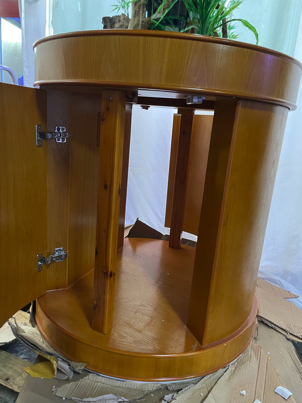 100 Gallon Glass Full Cylinder Aquarium Minor Blemish Reef-Ready Aquarium in Golden Oak Real Wood Furniture by Northeast Aquariums LLC