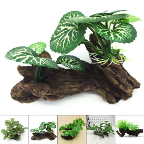 Artificial Aquarium Fish Tank Reptile Plant Wood Decoration by Love My Pet