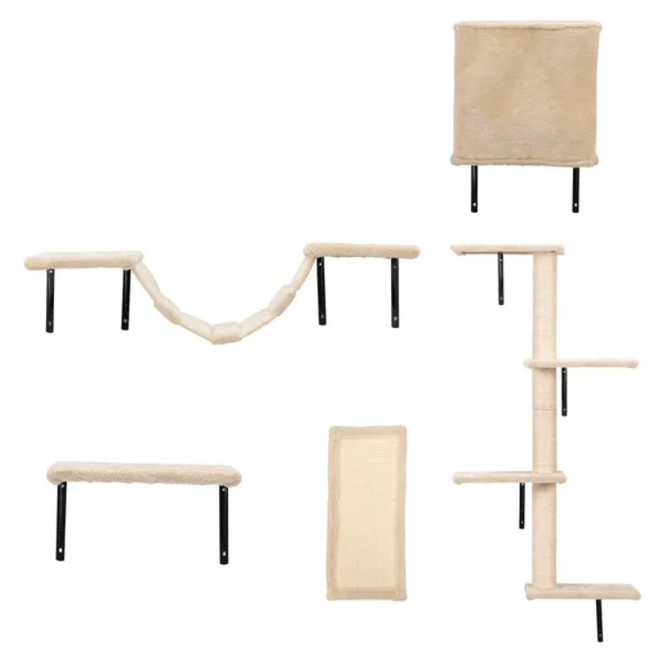 5 Pcs Wall Mounted Cat Climber Set, Floating Cat Shelves And Perches by VetsPetStore