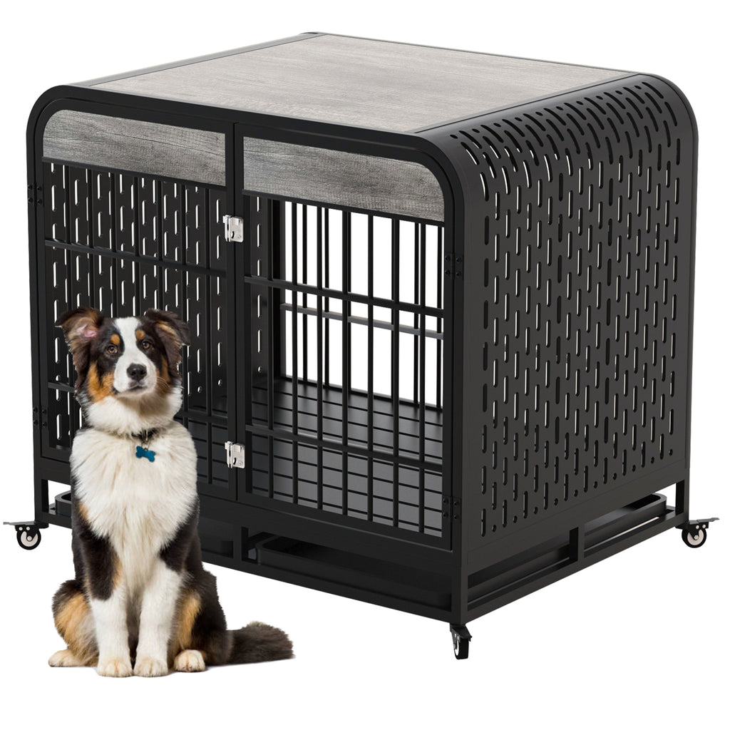 Heavy Duty Dog Crate Furniture Wooden Table 42inch Grey by VetsPetStore