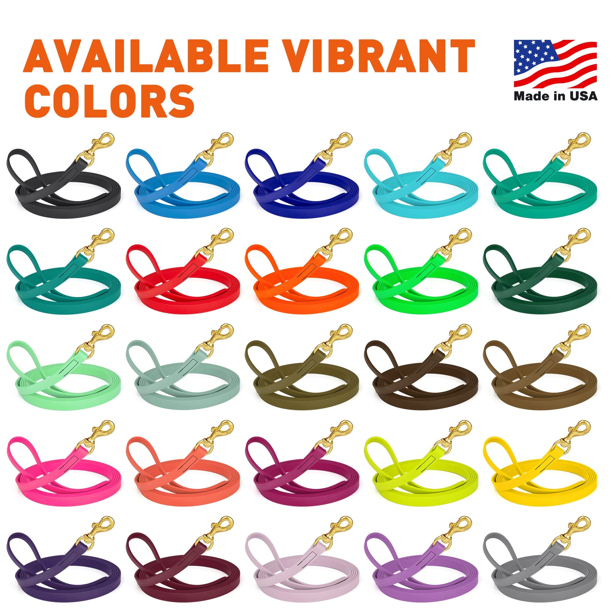 Viper Biothane Long Line 15 ft Lead with Brass Hardware by Dogline