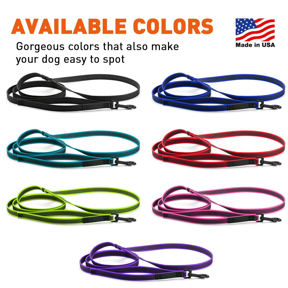 Rubber Infused Nylon Multifunctional Dog Leash for Walking and Running Hands Free by Dogline