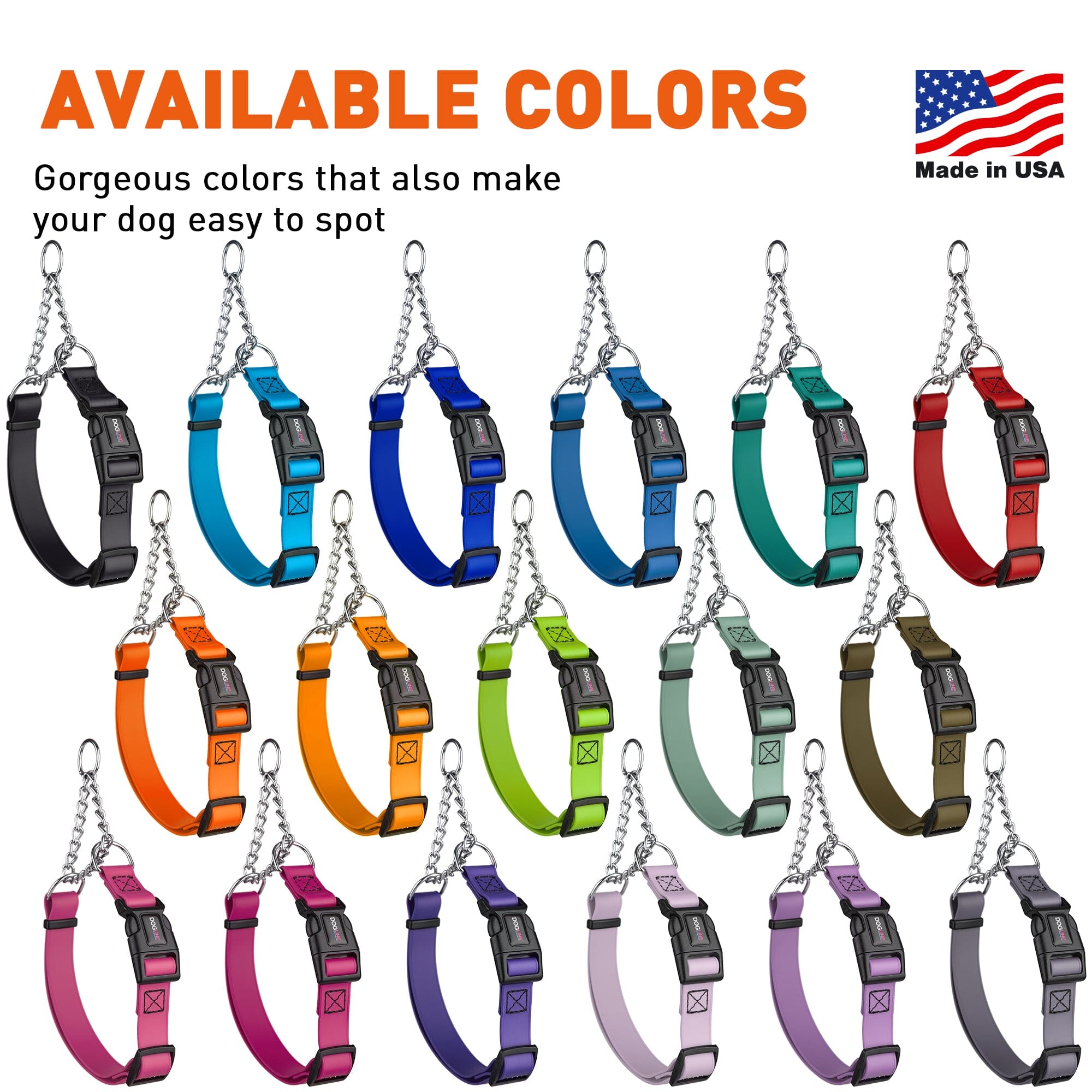 Biothane Adjustable Martingale Collar with Quick Release Buckle by Dogline