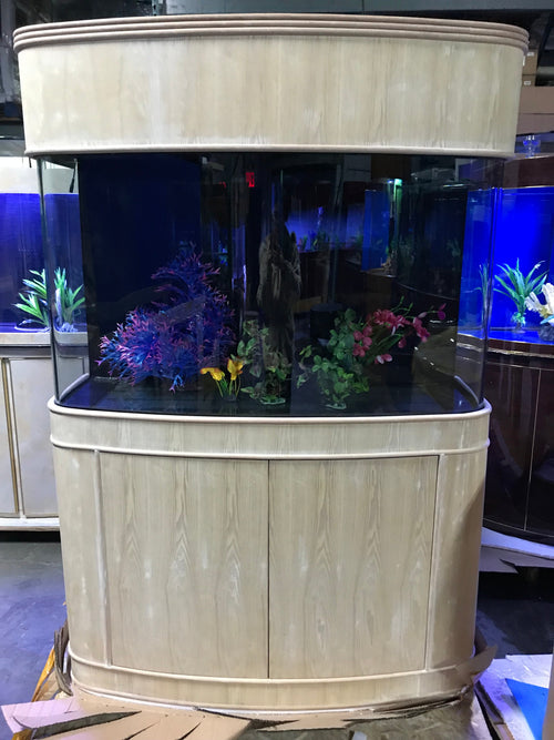 140 Gallon Seamless Glass Bowfront Aquarium Reef-Ready with Unstained Cabinet and Canopy Real Wood by Northeast Aquariums LLC