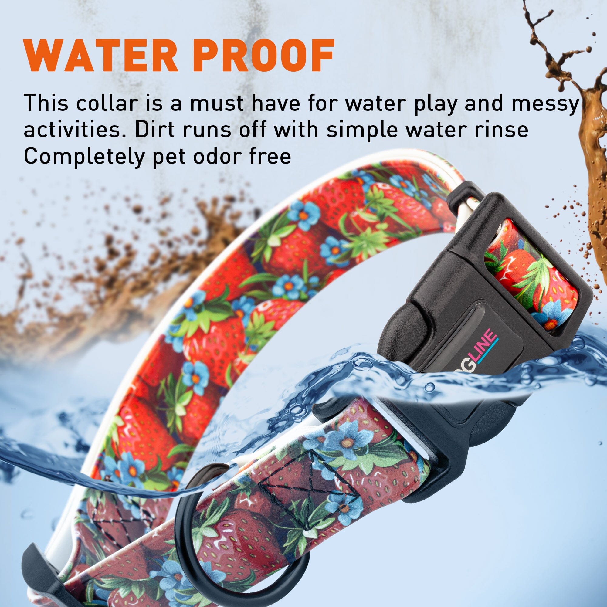 Dogline Biothane Full Color Design Printed Dog Collar with Quick Release Buckle by Dogline