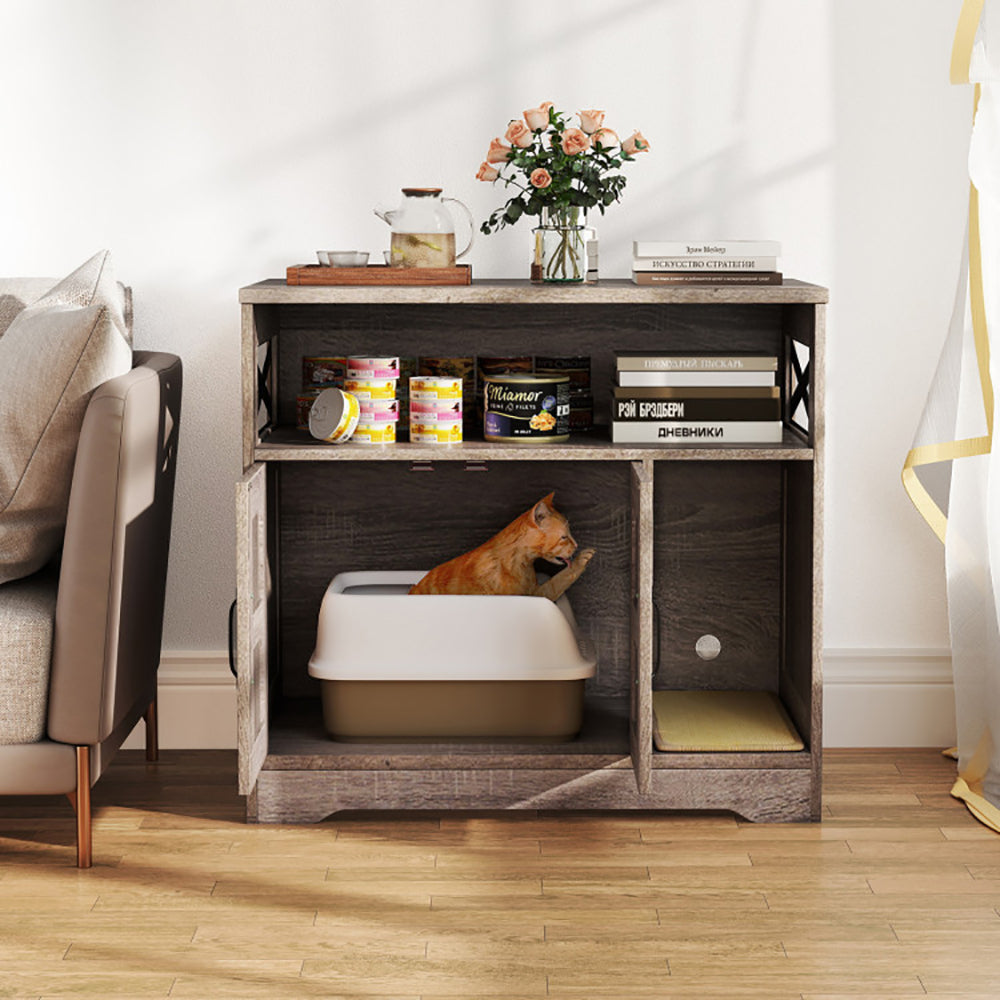 Cat Litter Box Enclosure Hidden Cat Box Furniture with Storage by VetsPetStore