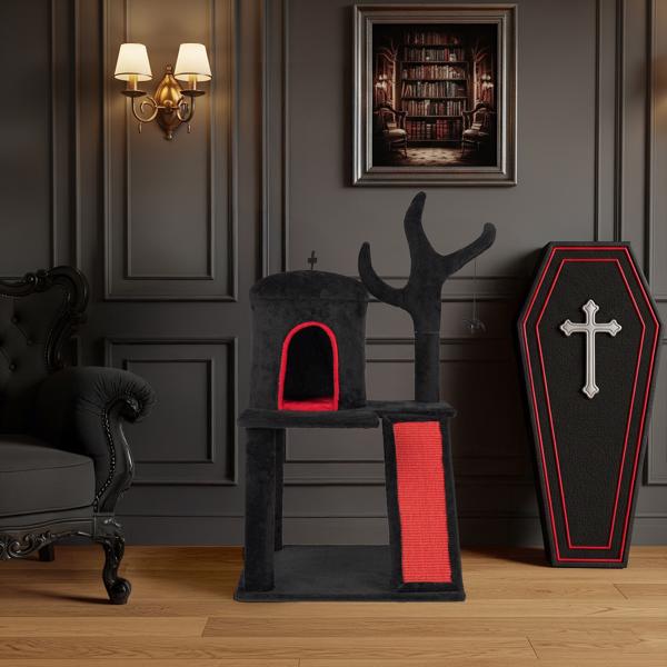 Halloween Cat Tower Cat Tree with Spacious Cat Condo by VetsPetStore