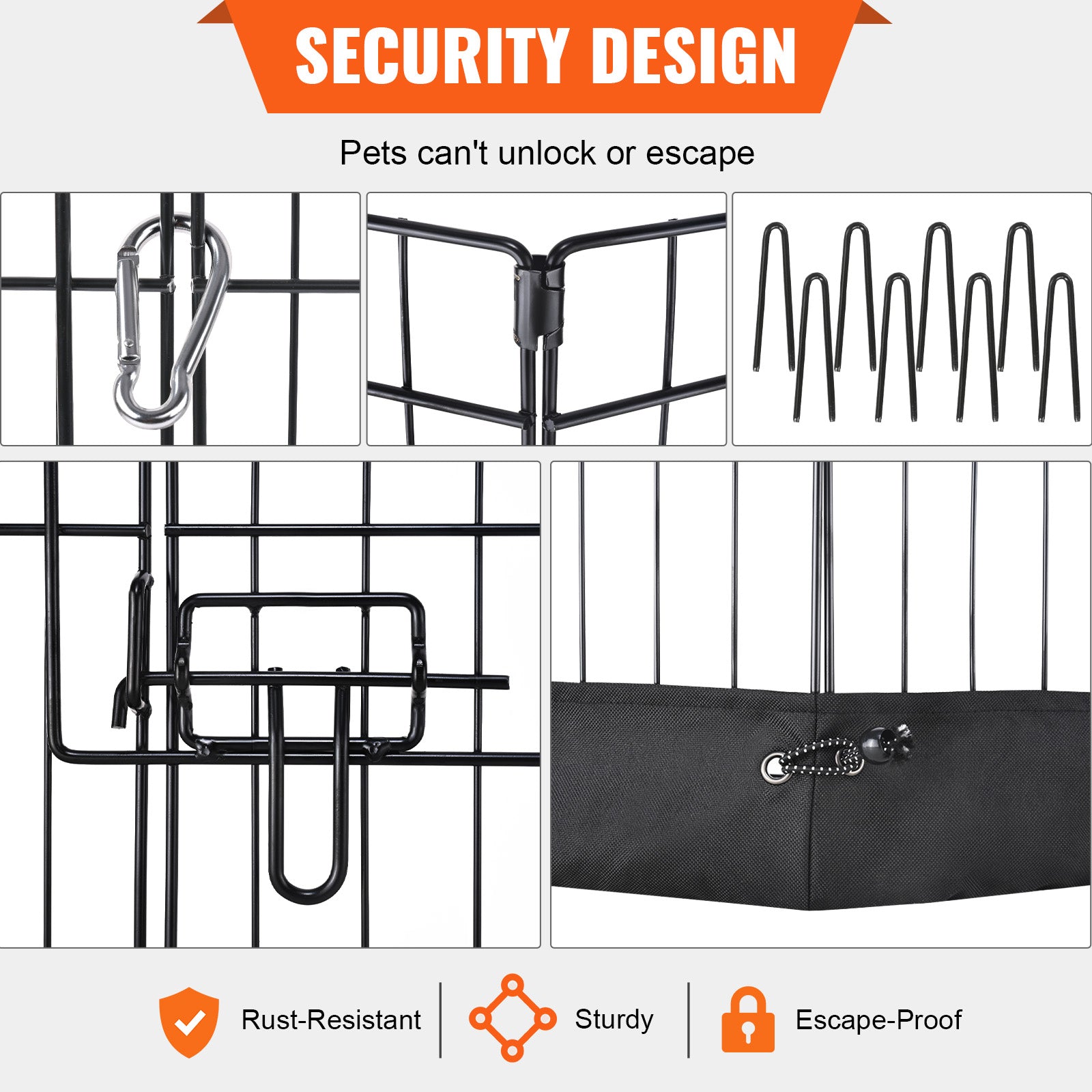 Dog Playpen, 8 Panels Foldable Metal Dog Exercise Pen With Top Cover And Bottom Pad, 24in H by VetsPetStore