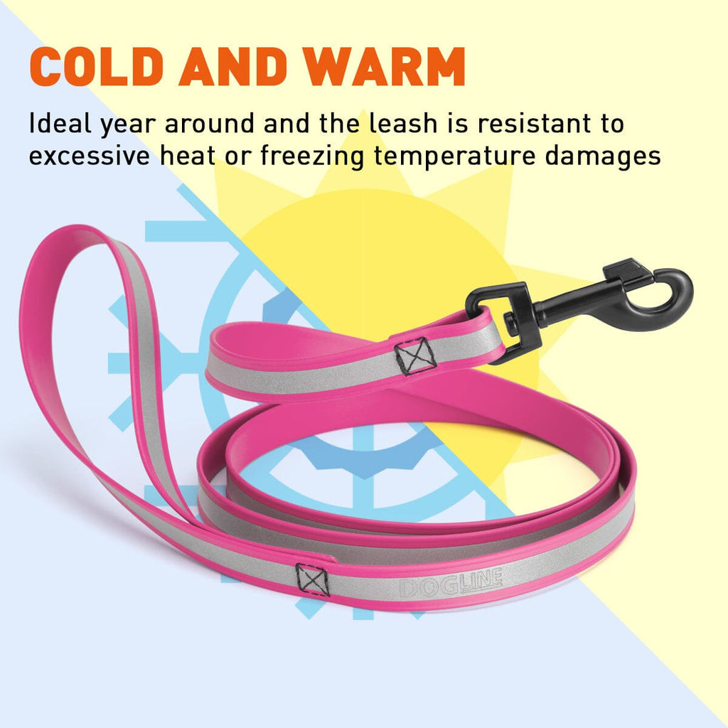 Reflective Biothane Dog Leash with Black Hardware by Dogline