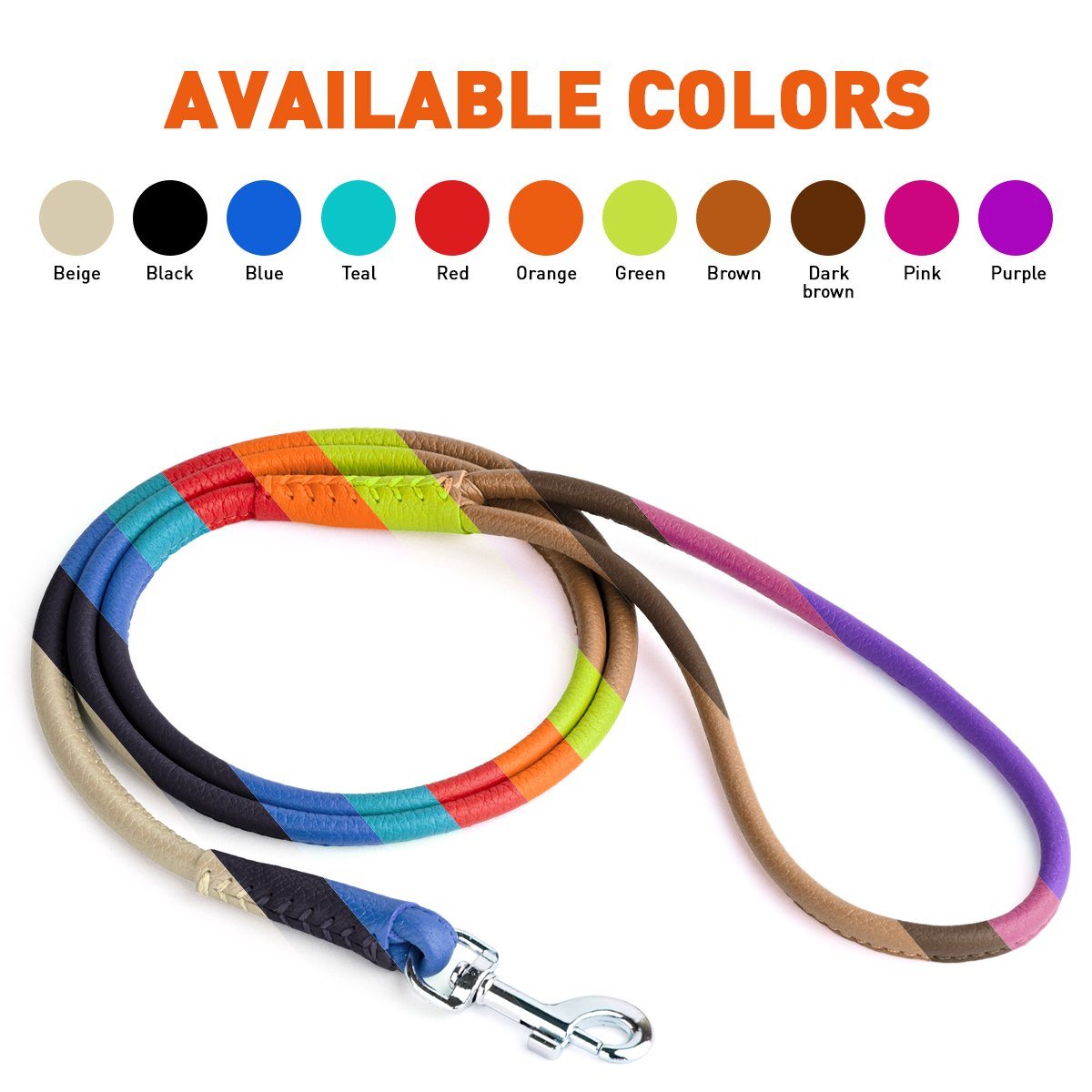 Soft Leather Round Dog Lead by Dogline