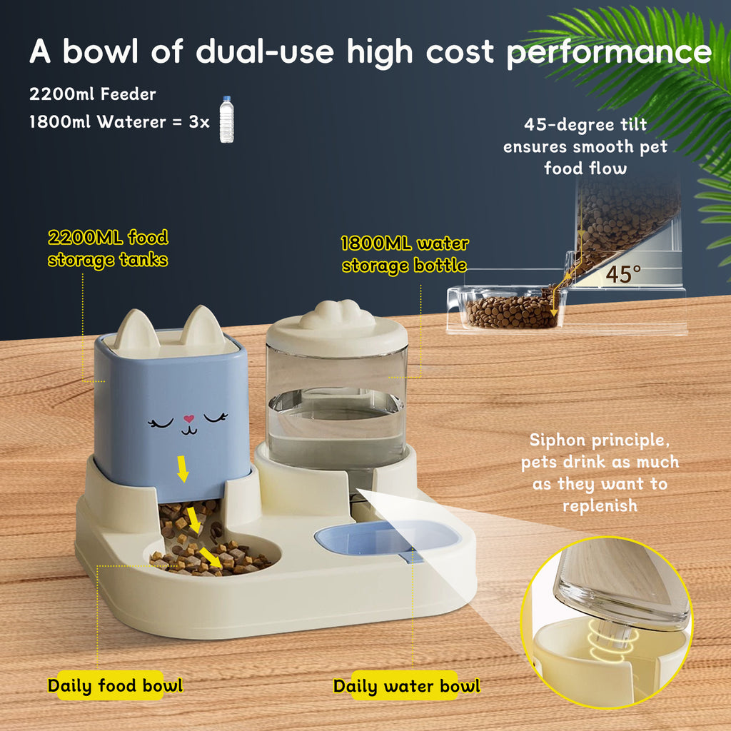 Cute Pet Feeding And Drinking Station, With Dry And Wet Separation by VetsPetStore