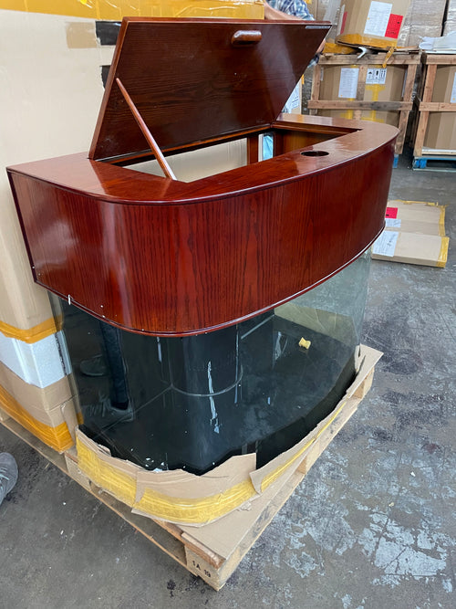 140 Gallon Seamless Glass Bowfront Aquarium Reef-Ready with Unstained Cabinet and Canopy Real Wood by Northeast Aquariums LLC