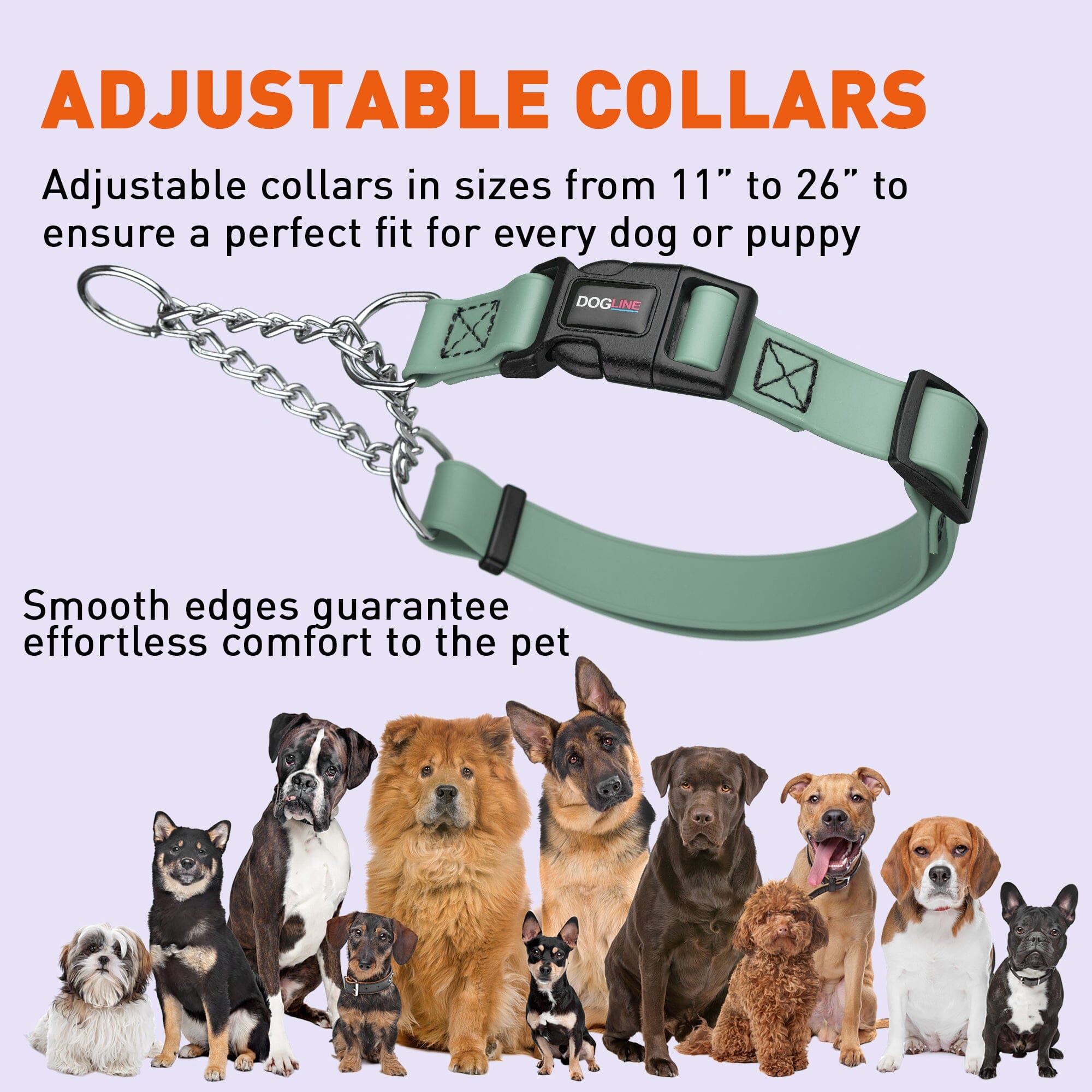 Biothane Adjustable Martingale Collar with Quick Release Buckle by Dogline