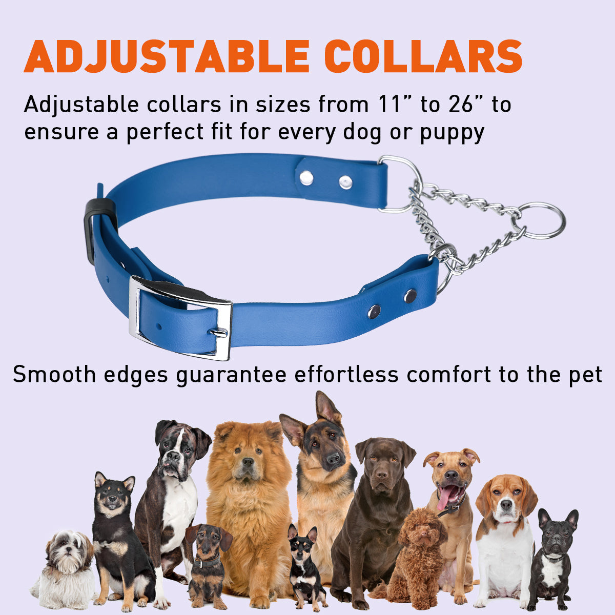 Biothane Adjustable Martingale Collar with Metal Buckle by Dogline