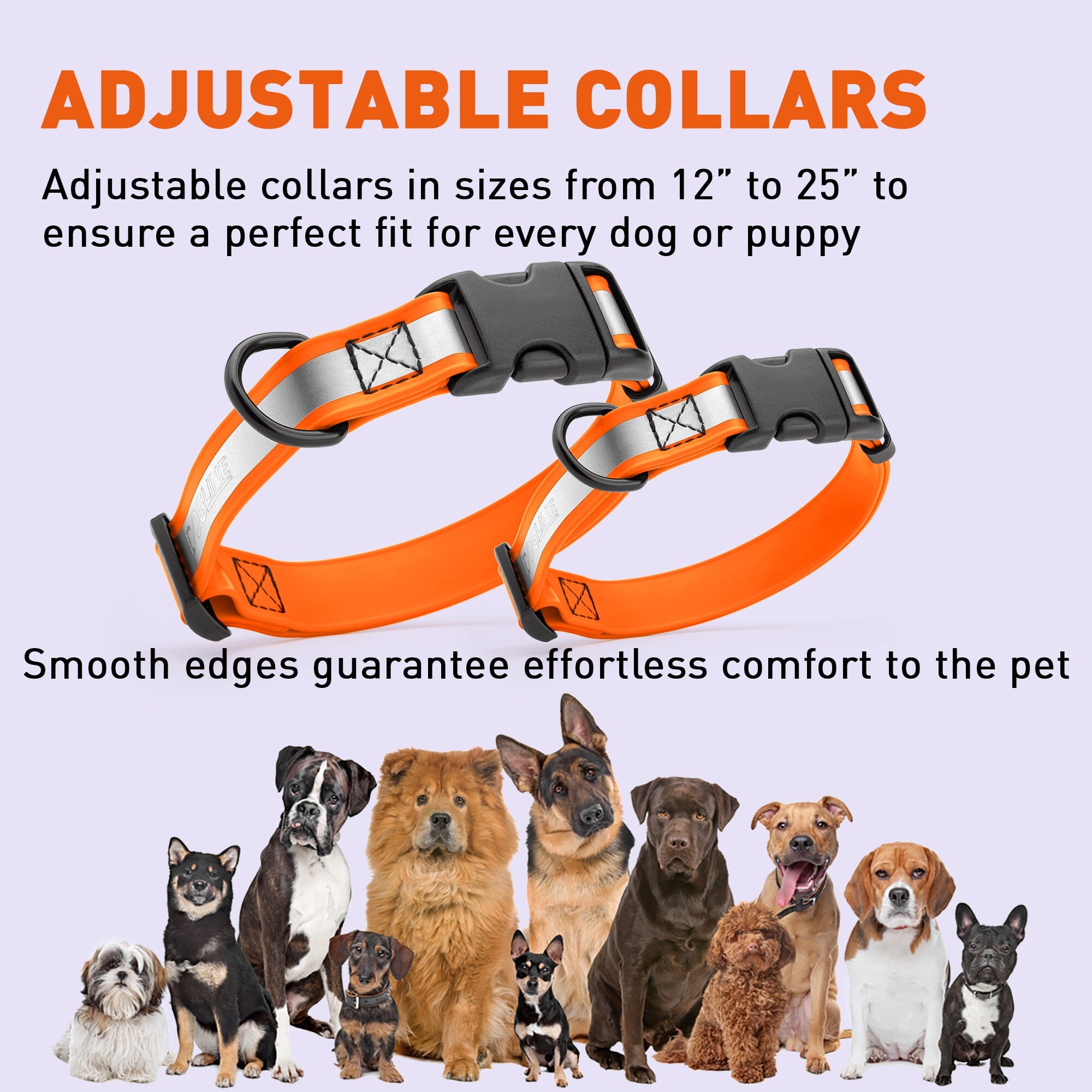 Dogline Biothane Reflective Dog Collar with Quick Release Buckle by Dogline