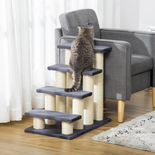 4 Steps Cat Tree For Indoor Cats Or Dogs W Sisal Scratching Post, Climbing by VetsPetStore