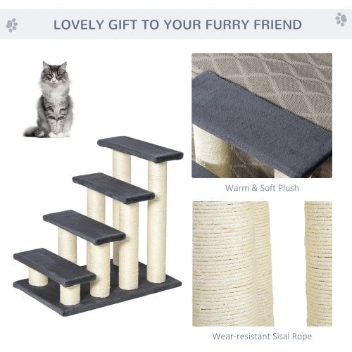 4 Steps Cat Tree For Indoor Cats Or Dogs W Sisal Scratching Post, Climbing by VetsPetStore