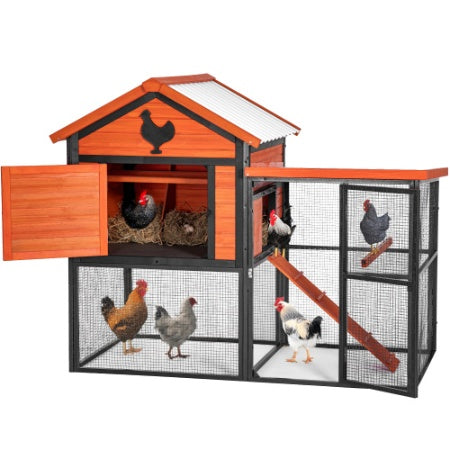 Durable Wood And Iron Chicken Enclosure With Runway And Waterproof Roof