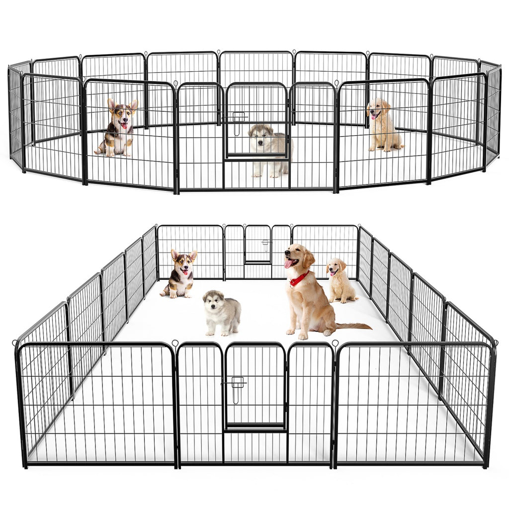 Dog Playpen Indoor Fence Height Metal Exercise Pen With Door Small Puppy-Medium-Large Dogs Animal Pet For Outdoor, Garden, Yard by VetsPetStore