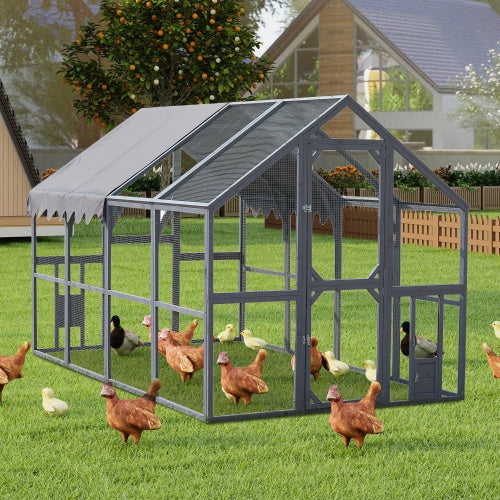 Outdoor Chicken Enclosure Upgraded Waterproof Cover - Grey by Amazing Pet Bargains