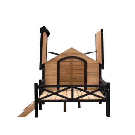 Outdoor Large Wooden Cabin House Style Wooden Dog Kennel With Porch by Amazing Pet Bargains