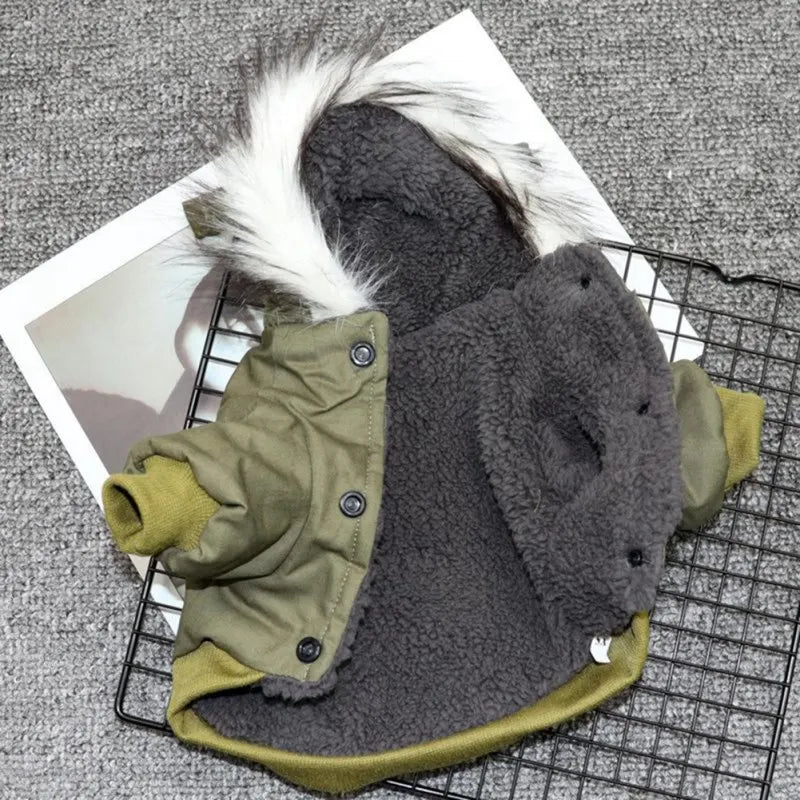 Winter Pet jacket and Faux Fur Collar by Love My Pet