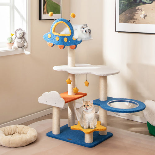 49 Inches Tall Cat Tree with UFO Top Perch Space Capsule by VetsPetStore