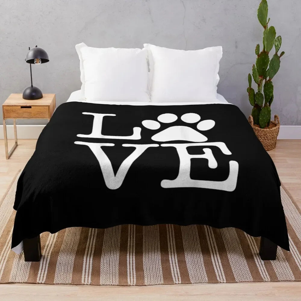 Pawprint Flannel Throw Blankets by Love My Pet