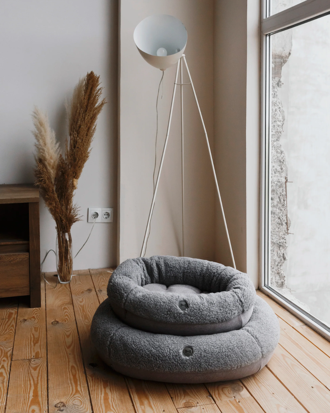 Chester & Lee | Furry Gray Donut Dog Bed by Chester & Lee