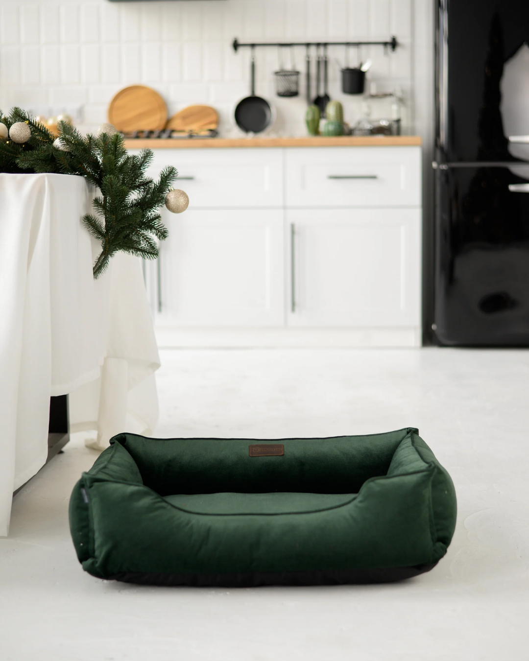 Chester & Lee | Classic Velvet Sleeper Dog Bed Green by Chester & Lee