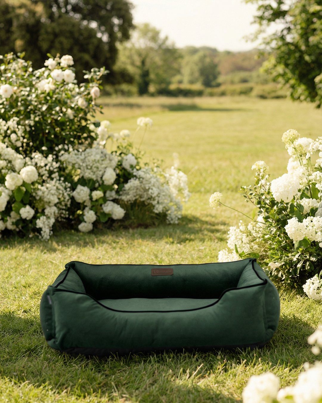Chester & Lee | Classic Velvet Sleeper Dog Bed Green by Chester & Lee